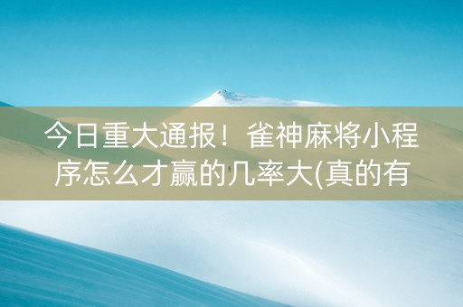 今日重大通报！雀神麻将小程序怎么才赢的几率大(真的有挂)