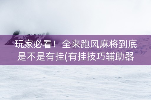 玩家必看！全来跑风麻将到底是不是有挂(有挂技巧辅助器)