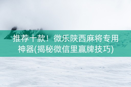 推荐十款！微乐陕西麻将专用神器(揭秘微信里赢牌技巧)