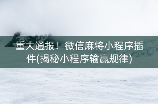 重大通报！微信麻将小程序插件(揭秘小程序输赢规律)