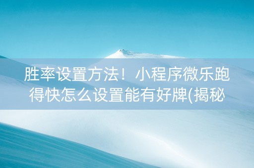 胜率设置方法！小程序微乐跑得快怎么设置能有好牌(揭秘微信里助赢神器购买)