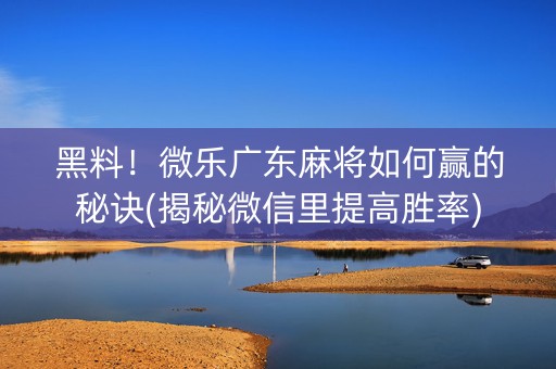 黑料！微乐广东麻将如何赢的秘诀(揭秘微信里提高胜率)