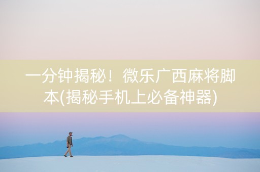 一分钟揭秘！微乐广西麻将脚本(揭秘手机上必备神器)