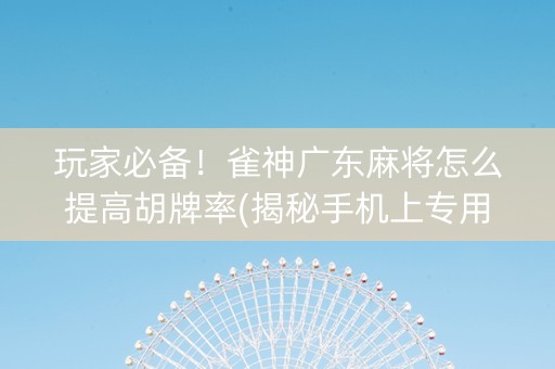 玩家必备！雀神广东麻将怎么提高胡牌率(揭秘手机上专用神器下载)