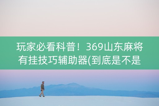 玩家必看科普！369山东麻将有挂技巧辅助器(到底是不是有挂)