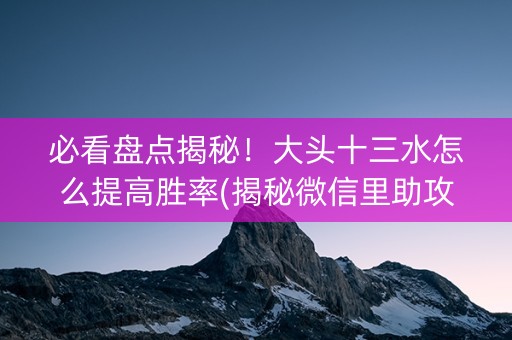必看盘点揭秘！大头十三水怎么提高胜率(揭秘微信里助攻神器)