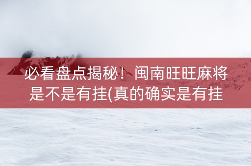 必看盘点揭秘！闽南旺旺麻将是不是有挂(真的确实是有挂)