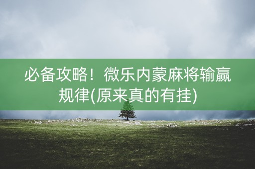 必备攻略！微乐内蒙麻将输赢规律(原来真的有挂)