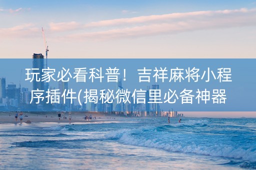 玩家必看科普！吉祥麻将小程序插件(揭秘微信里必备神器)