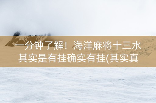 一分钟了解！海洋麻将十三水其实是有挂确实有挂(其实真的有挂)