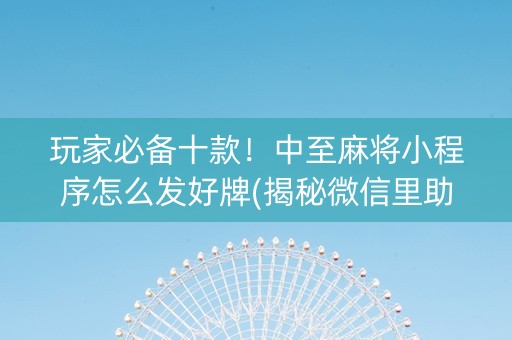 玩家必备十款！中至麻将小程序怎么发好牌(揭秘微信里助赢神器购买)
