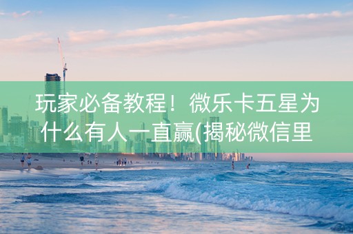玩家必备教程！微乐卡五星为什么有人一直赢(揭秘微信里攻略插件)