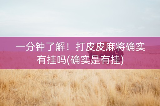 一分钟了解！打皮皮麻将确实有挂吗(确实是有挂)