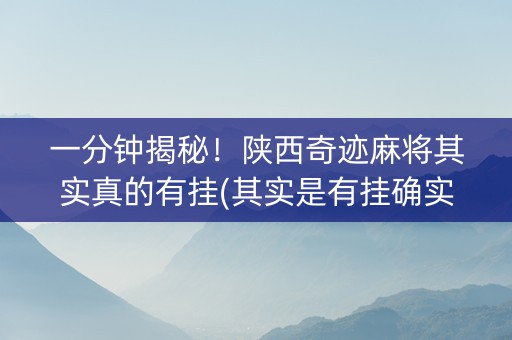 一分钟揭秘！陕西奇迹麻将其实真的有挂(其实是有挂确实有挂)