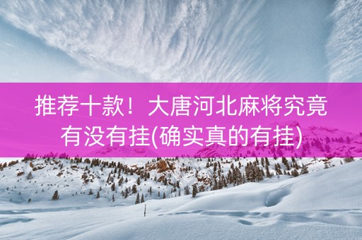 推荐十款！大唐河北麻将究竟有没有挂(确实真的有挂)