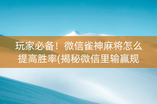 玩家必备！微信雀神麻将怎么提高胜率(揭秘微信里输赢规律)