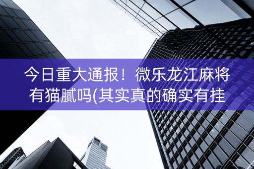 今日重大通报！微乐龙江麻将有猫腻吗(其实真的确实有挂)