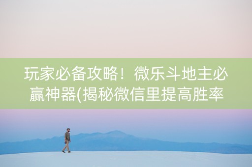 玩家必备攻略！微乐斗地主必赢神器(揭秘微信里提高胜率)