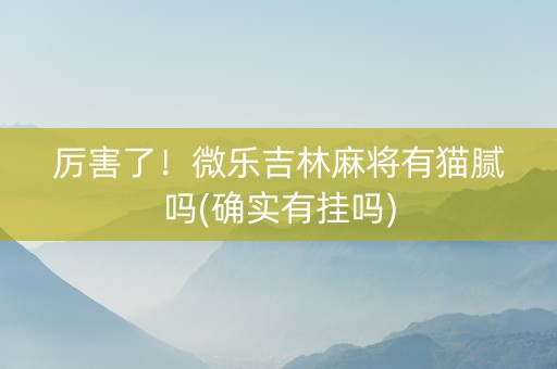 厉害了！微乐吉林麻将有猫腻吗(确实有挂吗)