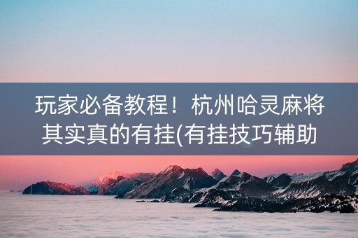 玩家必备教程！杭州哈灵麻将其实真的有挂(有挂技巧辅助器)