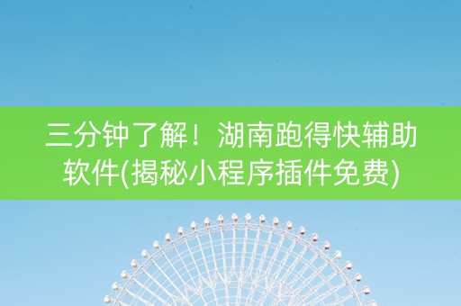 三分钟了解！湖南跑得快辅助软件(揭秘小程序插件免费)