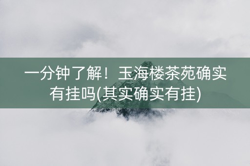 一分钟了解！玉海楼茶苑确实有挂吗(其实确实有挂)