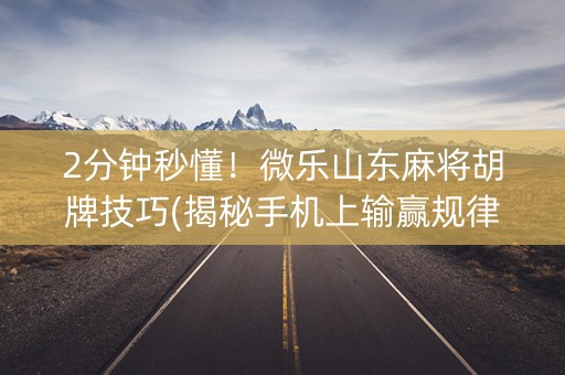 2分钟秒懂！微乐山东麻将胡牌技巧(揭秘手机上输赢规律)