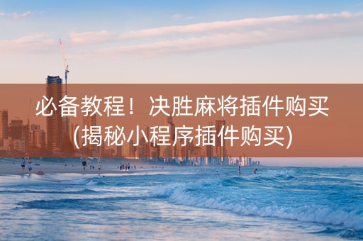 必备教程！决胜麻将插件购买(揭秘小程序插件购买)