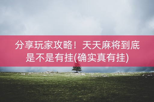 分享玩家攻略！天天麻将到底是不是有挂(确实真有挂)