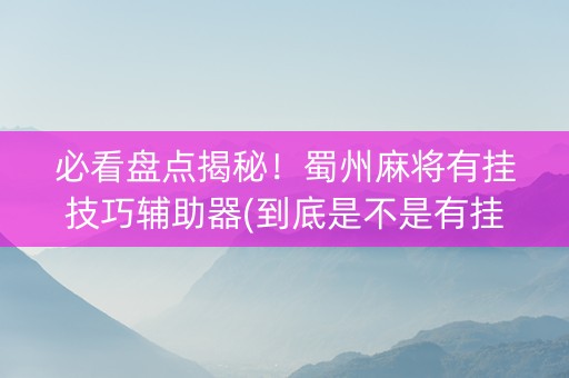 必看盘点揭秘！蜀州麻将有挂技巧辅助器(到底是不是有挂)