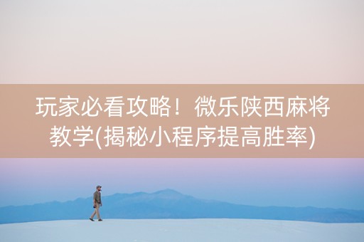 玩家必看攻略！微乐陕西麻将教学(揭秘小程序提高胜率)
