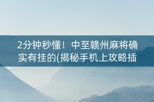 2分钟秒懂！中至赣州麻将确实有挂的(揭秘手机上攻略插件)