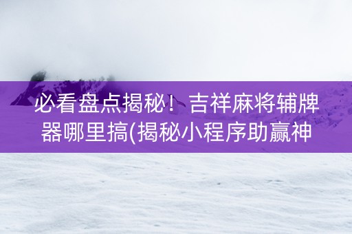 必看盘点揭秘！吉祥麻将辅牌器哪里搞(揭秘小程序助赢神器)