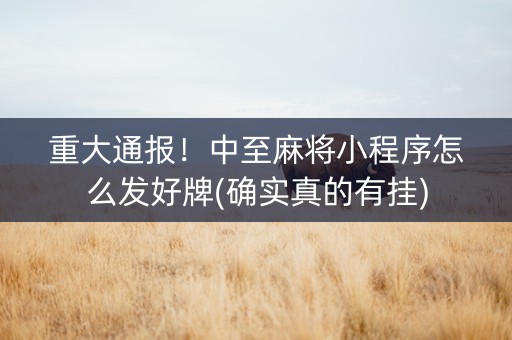 重大通报！中至麻将小程序怎么发好牌(确实真的有挂)