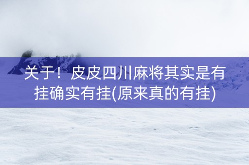 关于！皮皮四川麻将其实是有挂确实有挂(原来真的有挂)