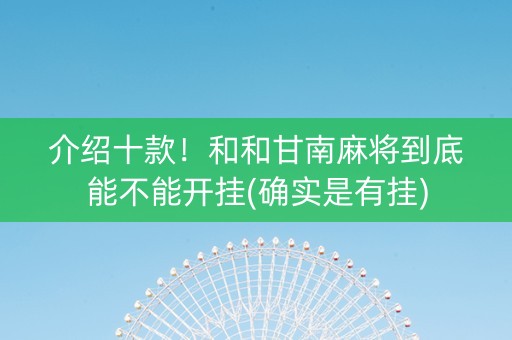 介绍十款！和和甘南麻将到底能不能开挂(确实是有挂)