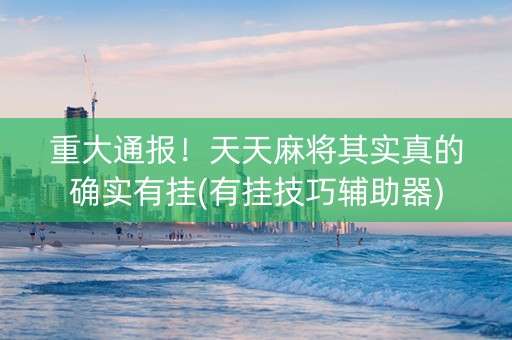 重大通报！天天麻将其实真的确实有挂(有挂技巧辅助器)