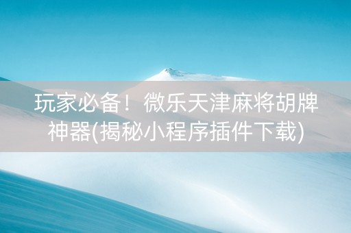 玩家必备！微乐天津麻将胡牌神器(揭秘小程序插件下载)