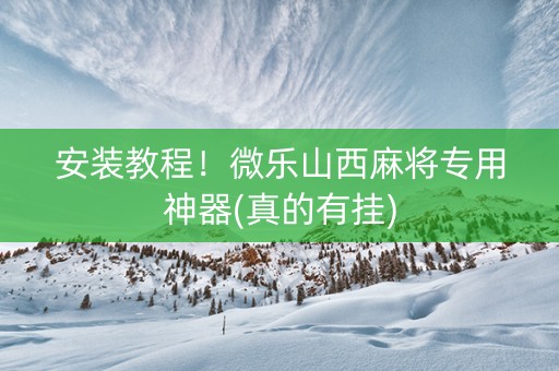 安装教程！微乐山西麻将专用神器(真的有挂)