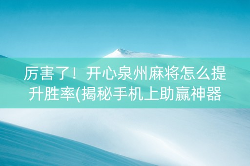 厉害了！开心泉州麻将怎么提升胜率(揭秘手机上助赢神器)