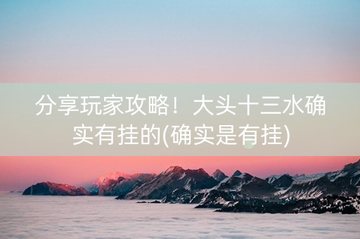 分享玩家攻略！大头十三水确实有挂的(确实是有挂)