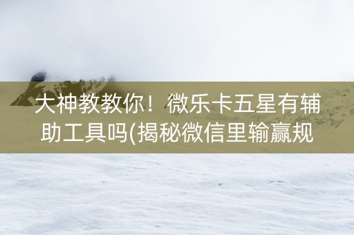 大神教教你！微乐卡五星有辅助工具吗(揭秘微信里输赢规律)