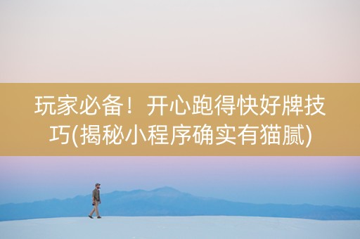 玩家必备！开心跑得快好牌技巧(揭秘小程序确实有猫腻)
