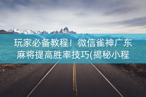 玩家必备教程！微信雀神广东麻将提高胜率技巧(揭秘小程序提高胜率)