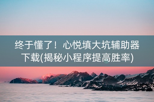 终于懂了！心悦填大坑辅助器下载(揭秘小程序提高胜率)