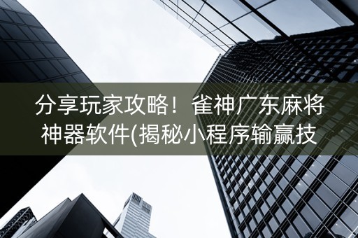 分享玩家攻略！雀神广东麻将神器软件(揭秘小程序输赢技巧)