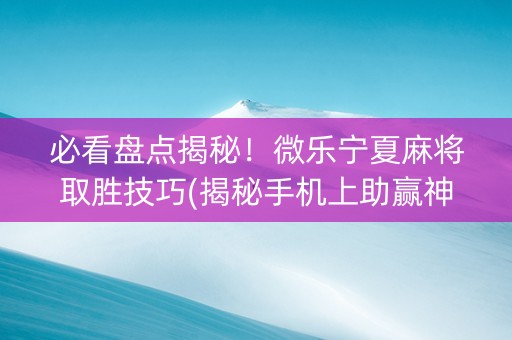 必看盘点揭秘！微乐宁夏麻将取胜技巧(揭秘手机上助赢神器购买)