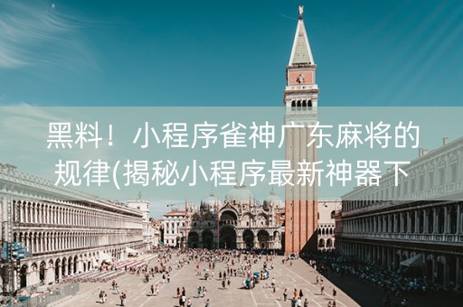 黑料！小程序雀神广东麻将的规律(揭秘小程序最新神器下载)