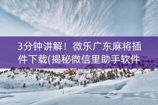 3分钟讲解！微乐广东麻将插件下载(揭秘微信里助手软件)
