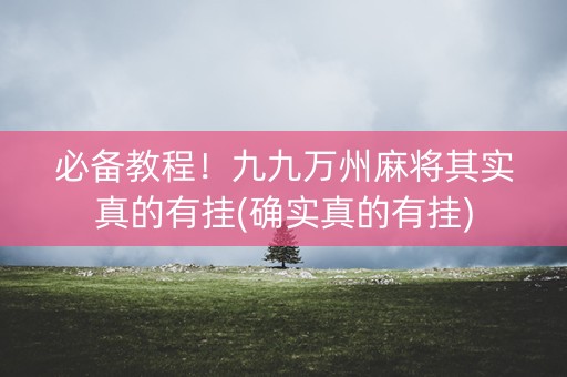 必备教程！九九万州麻将其实真的有挂(确实真的有挂)
